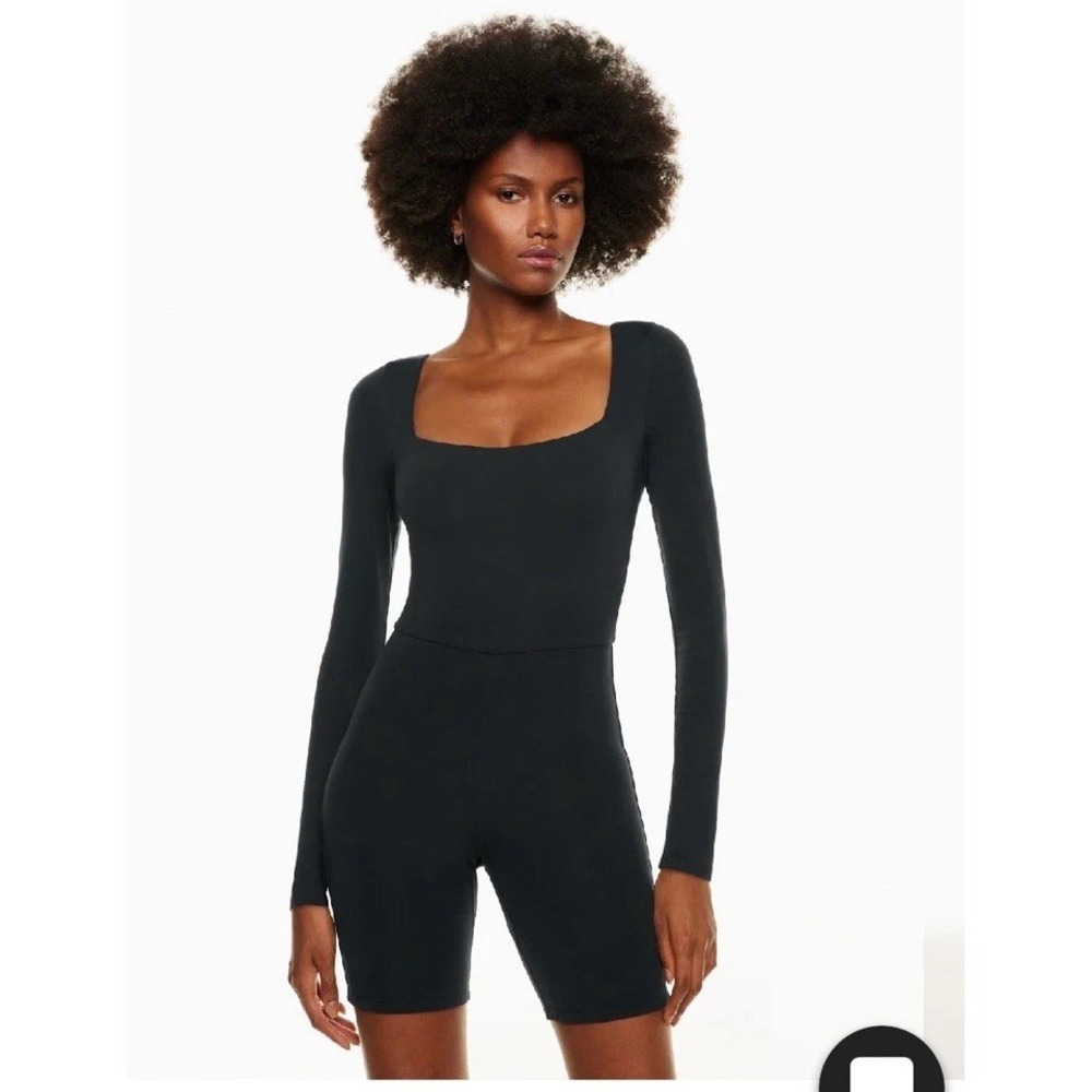 Aritzia Babaton Contour Square Neck Long Sleeve Romper Womens Small Black - Picture 3 of 11